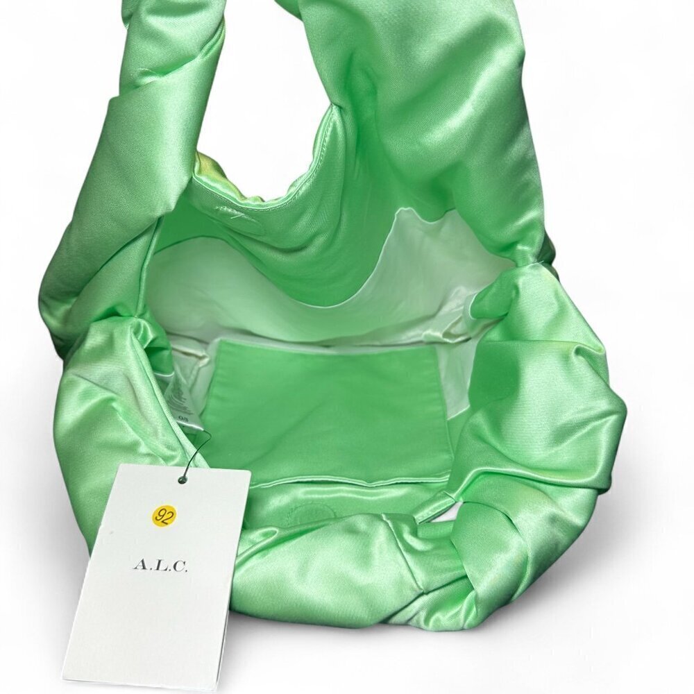 A.L.C Satin Paloma Clutch Bag with Twisted Handles NWT - Grass Green - Picture 5 of 16